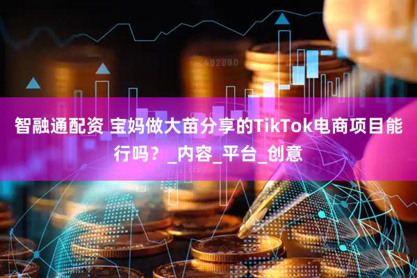智融通配资 宝妈做大苗分享的TikTok电商项目能行吗？_内容_平台_创意